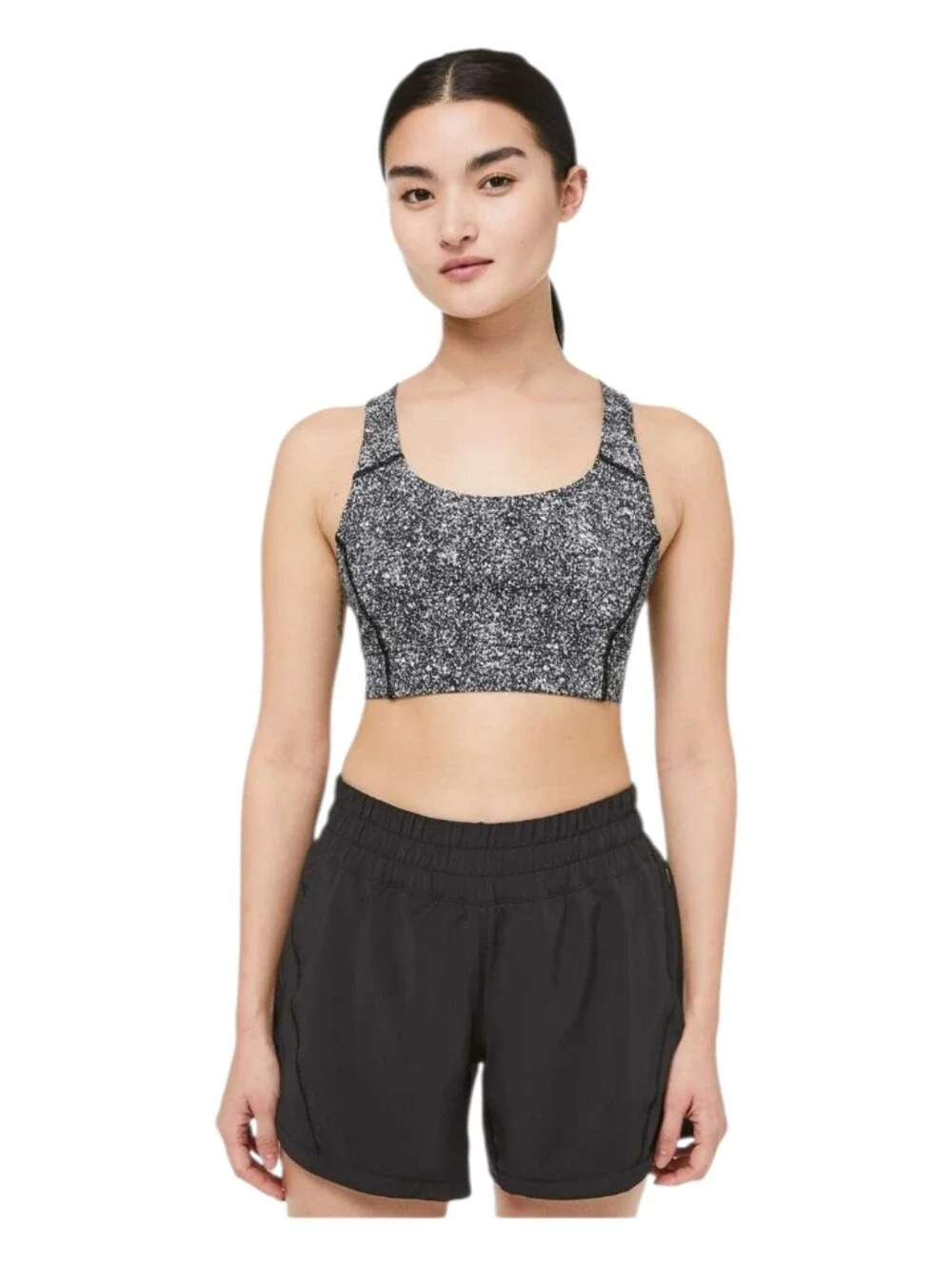 Lululemon Womens Diffuse Starlight Black Power Through Sports Bra Size 8